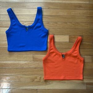 Signature Ribbed Crop Top Bundle Orange & Blue Size Large